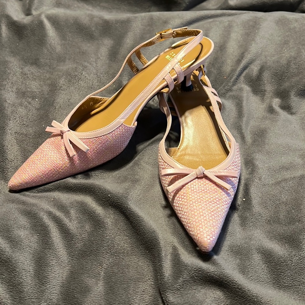 Stuart Weitzman pink kitten heels